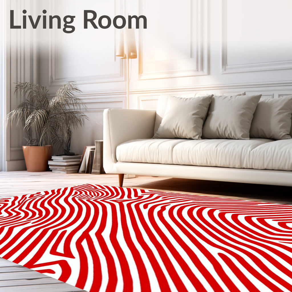 Bold Red Zebra Stripe Rug