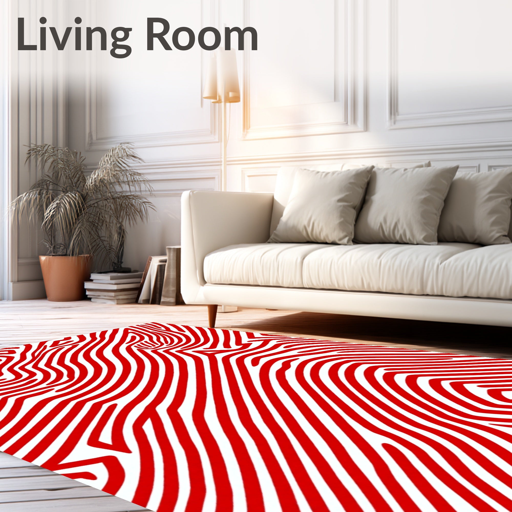 Bold Red Zebra Stripe Rug