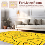 Abstract Yellow Curvy Dots Design Rug
