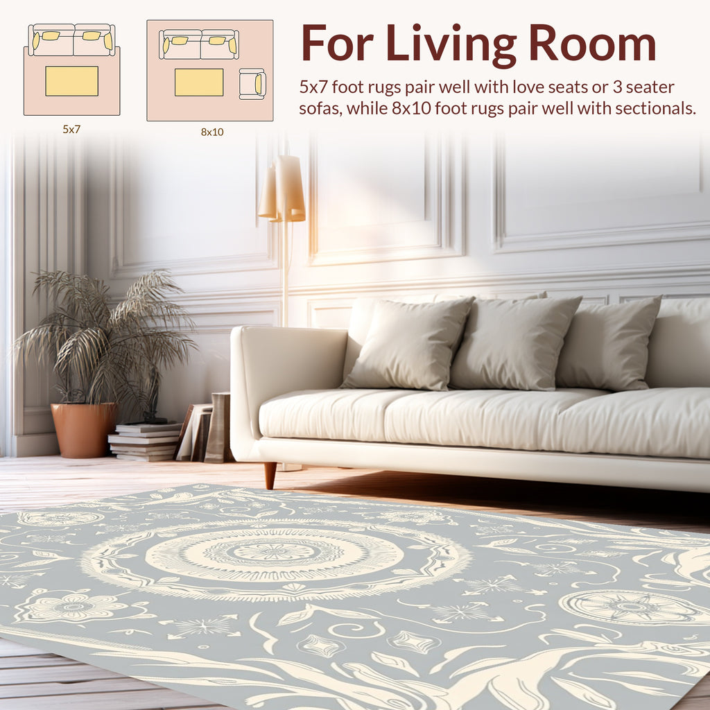 Mandala Inspired Floral Pattern Rug