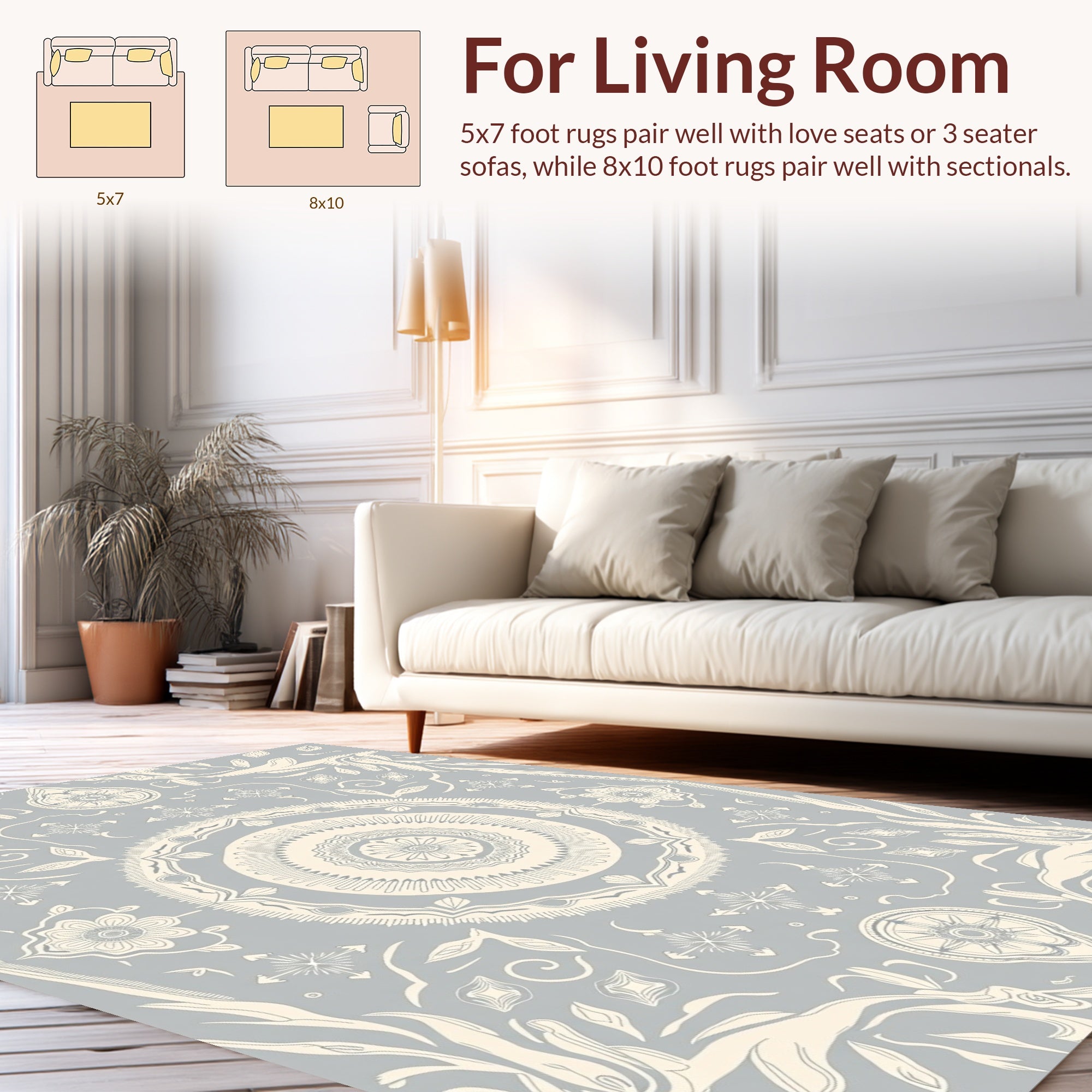 Mandala Inspired Floral Pattern Rug