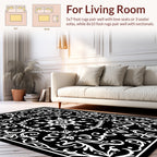 Elegant Vintage Monochrome Scroll Pattern Rug