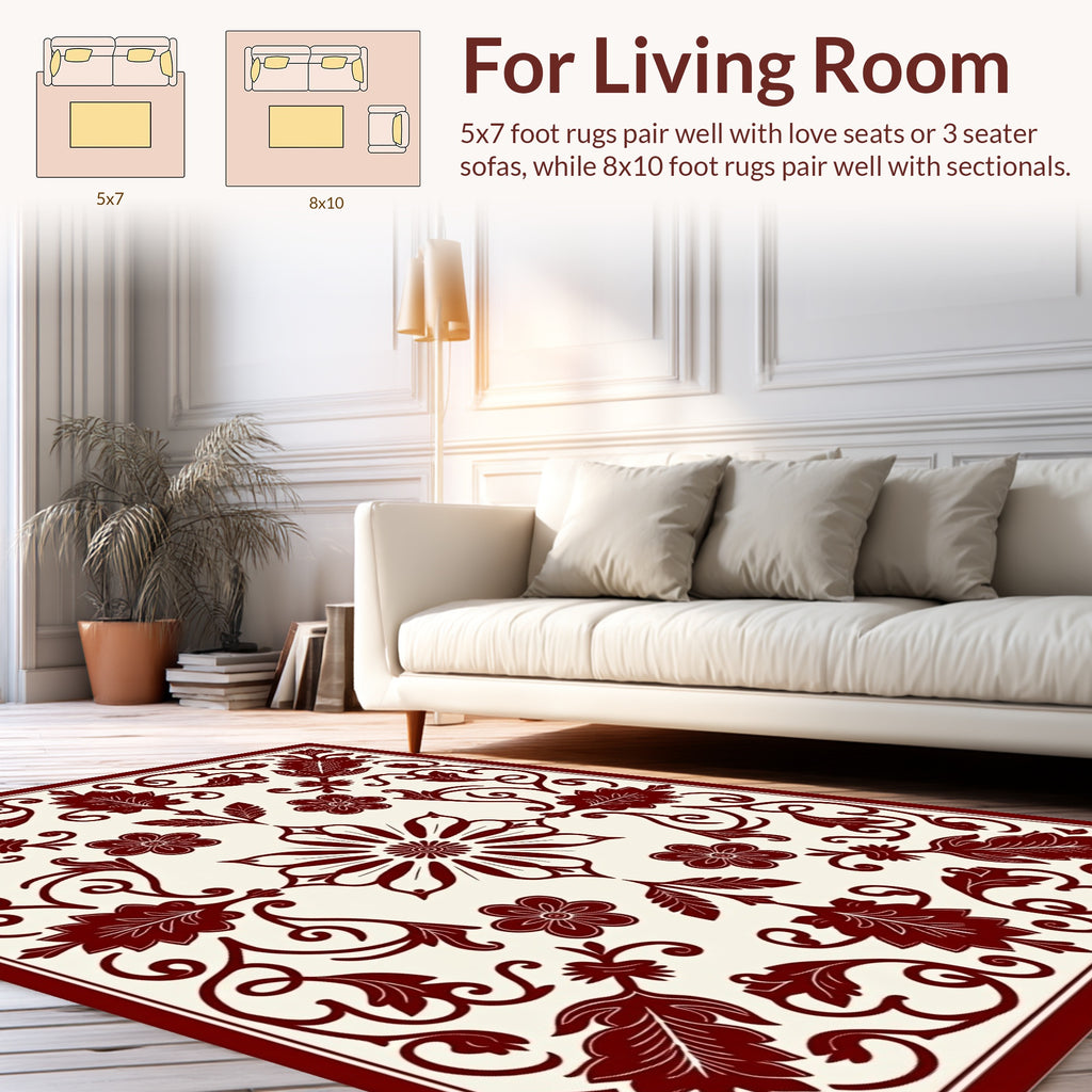 Classic Floral Vine Scrollwork Design Rug