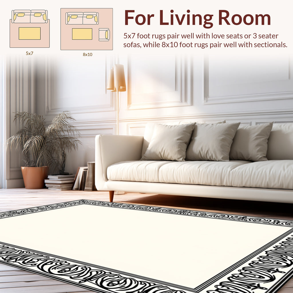 Vintage Black Floral Accent Rug