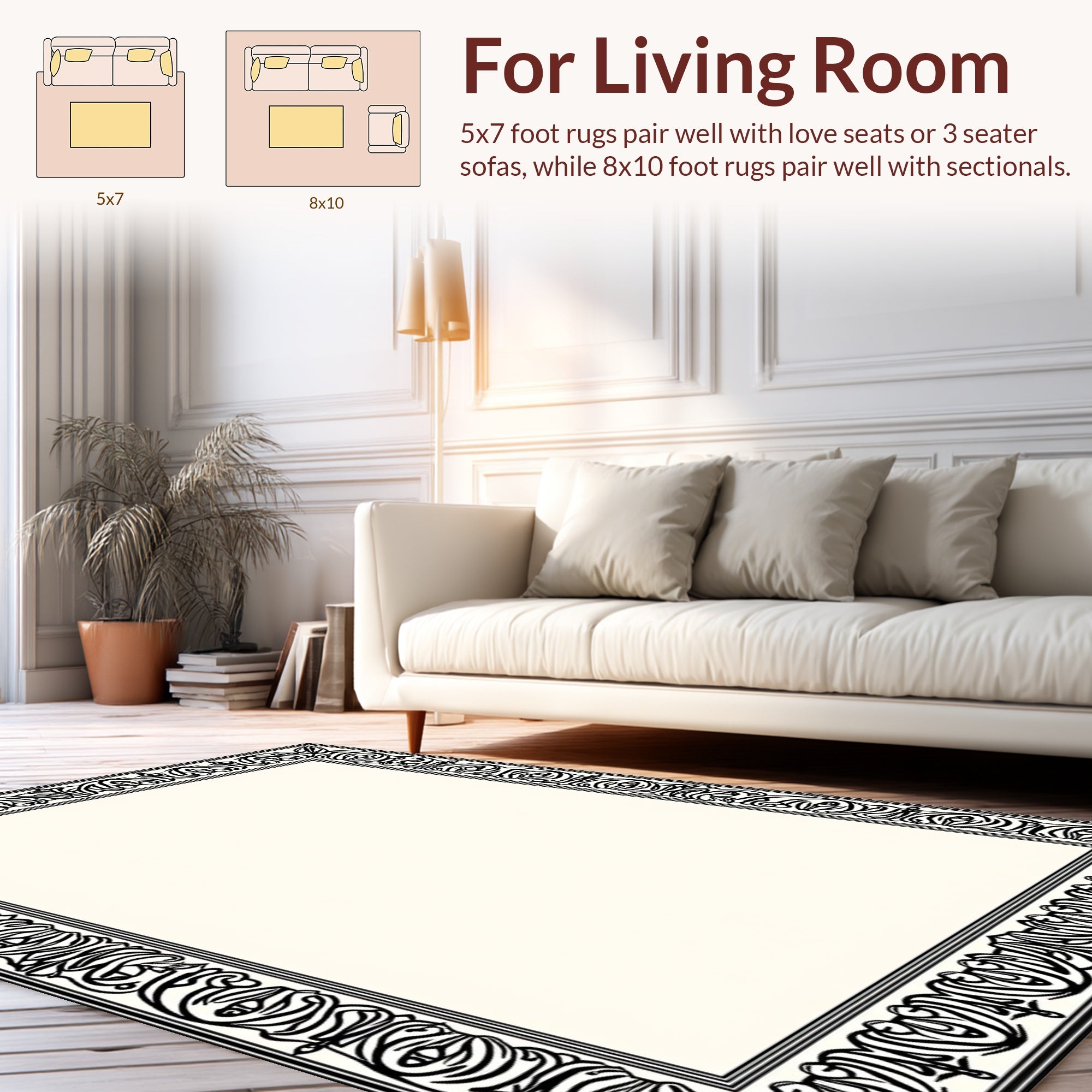 Vintage Black Floral Accent Rug