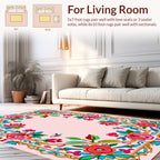 Vibrant Floral Border Decorative Rug
