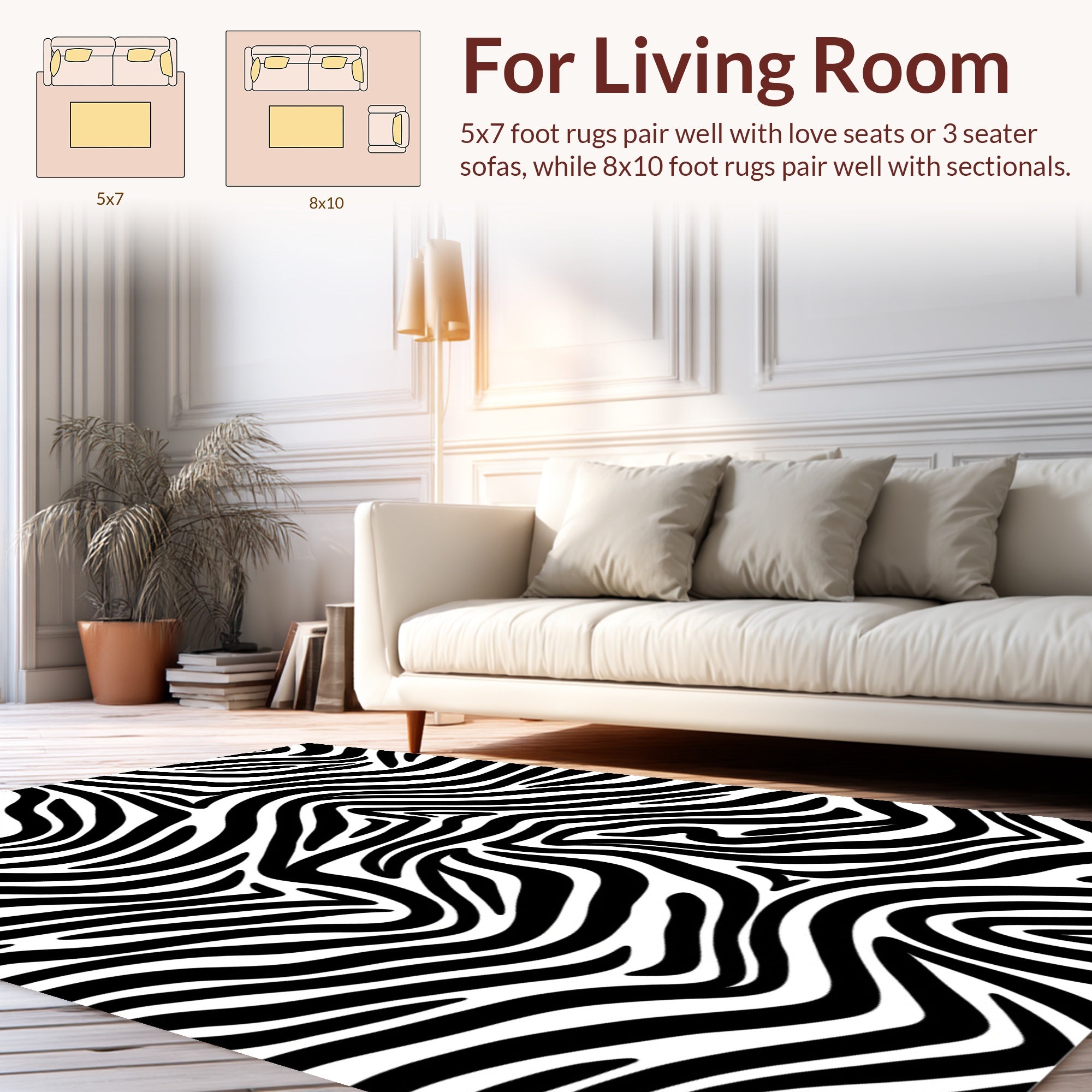 Bold Black and White Zebra Print Rug