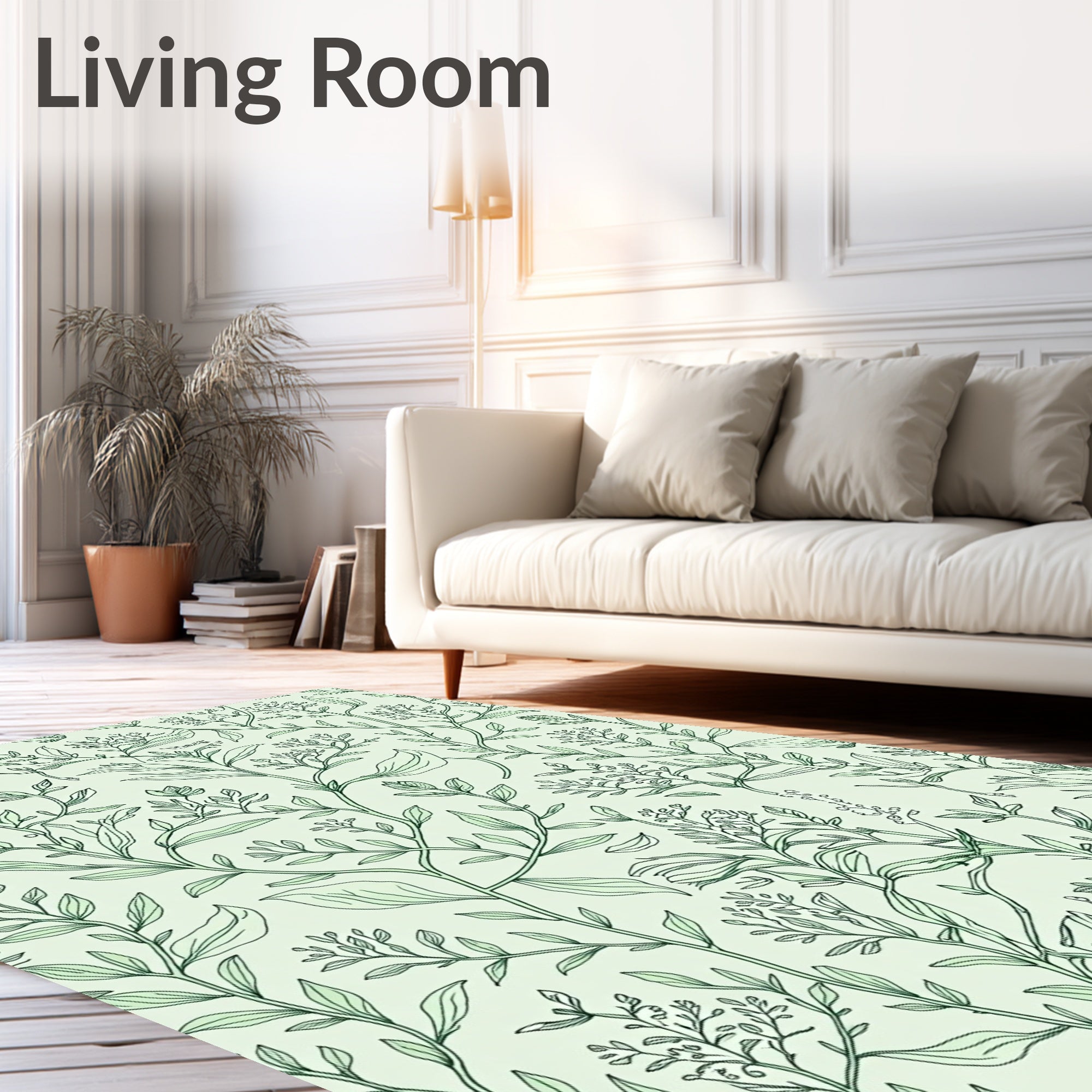 Delicate Botanical Vine Pattern Rug