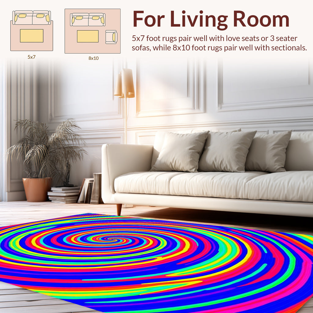 Vibrant Rainbow Swirl Pattern Rug