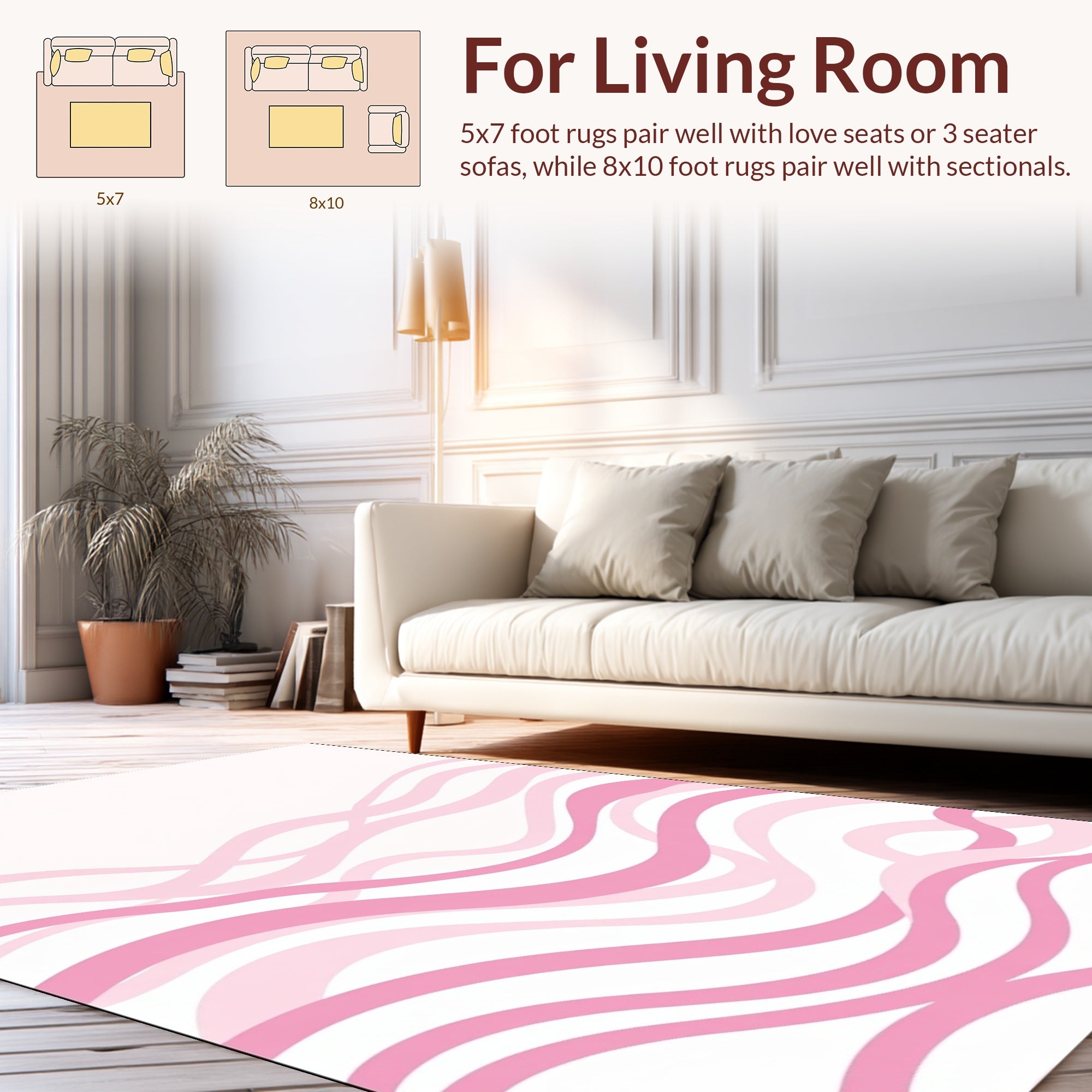 Soft Pink Wavy Abstract Lines Rug