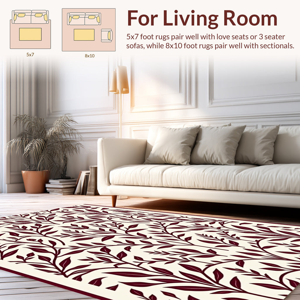 Vine Leaf Branch Pattern Rug