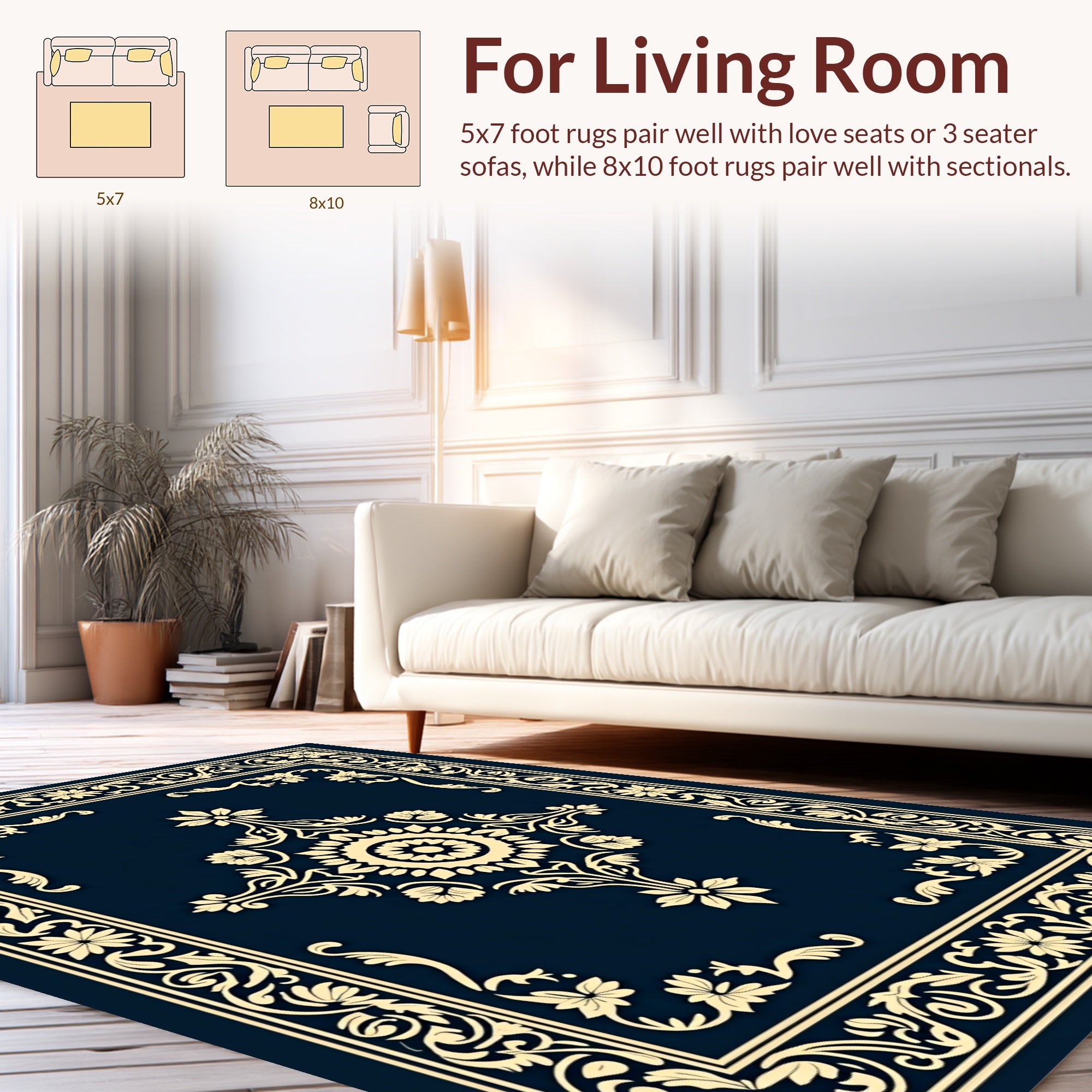 Classic Floral Border Medallion Design Rug