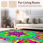 Vibrant Psychedelic Starburst Mandala Design Rug