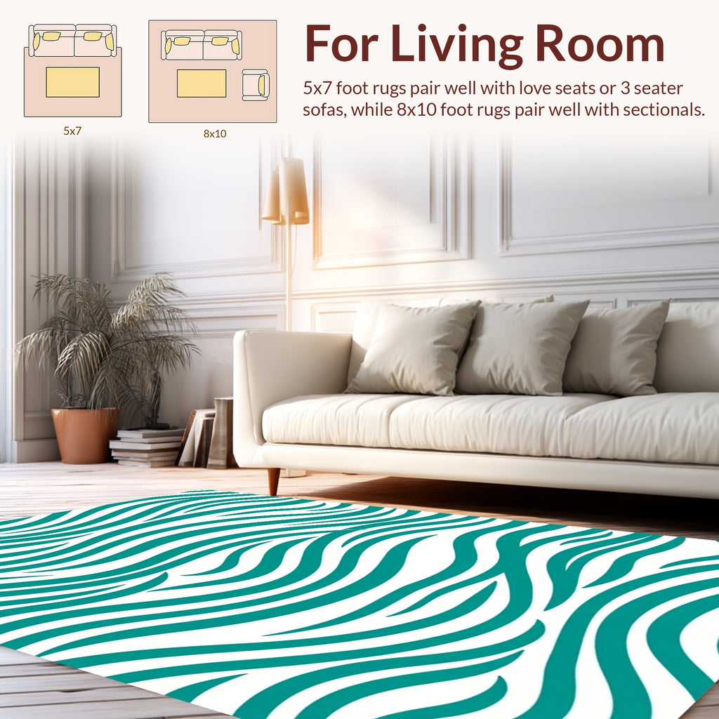 Teal Wave Pattern Design Rug