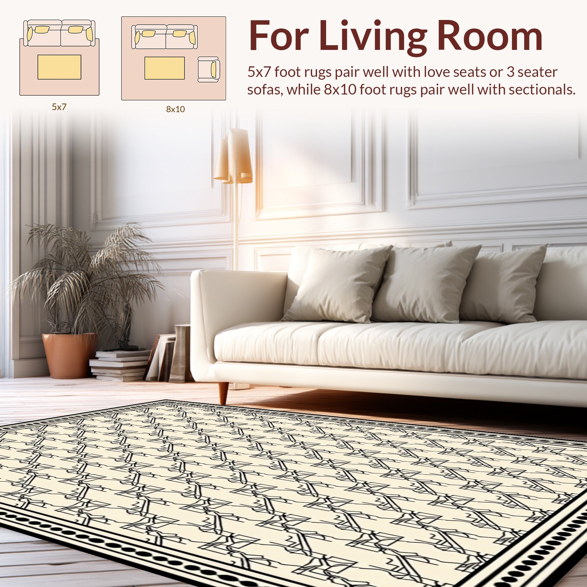 Art Deco Line Art Geometric Pattern Rug