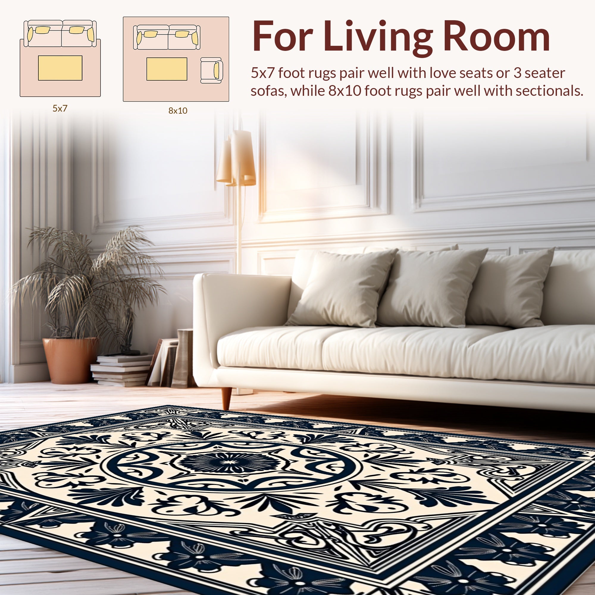 Intricate Floral Medallion Border Rug