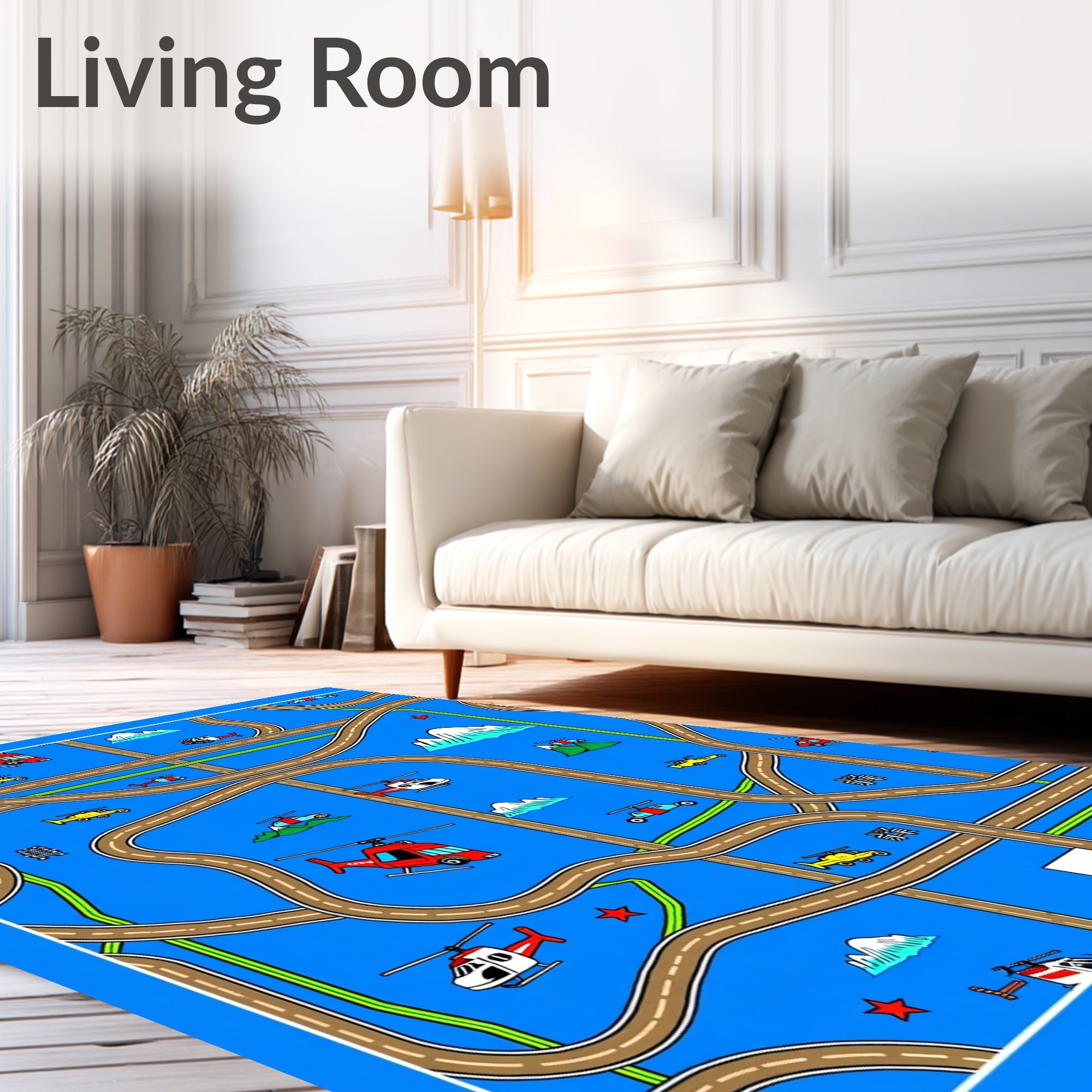 Blue Sky Road Race Helicopters Rug