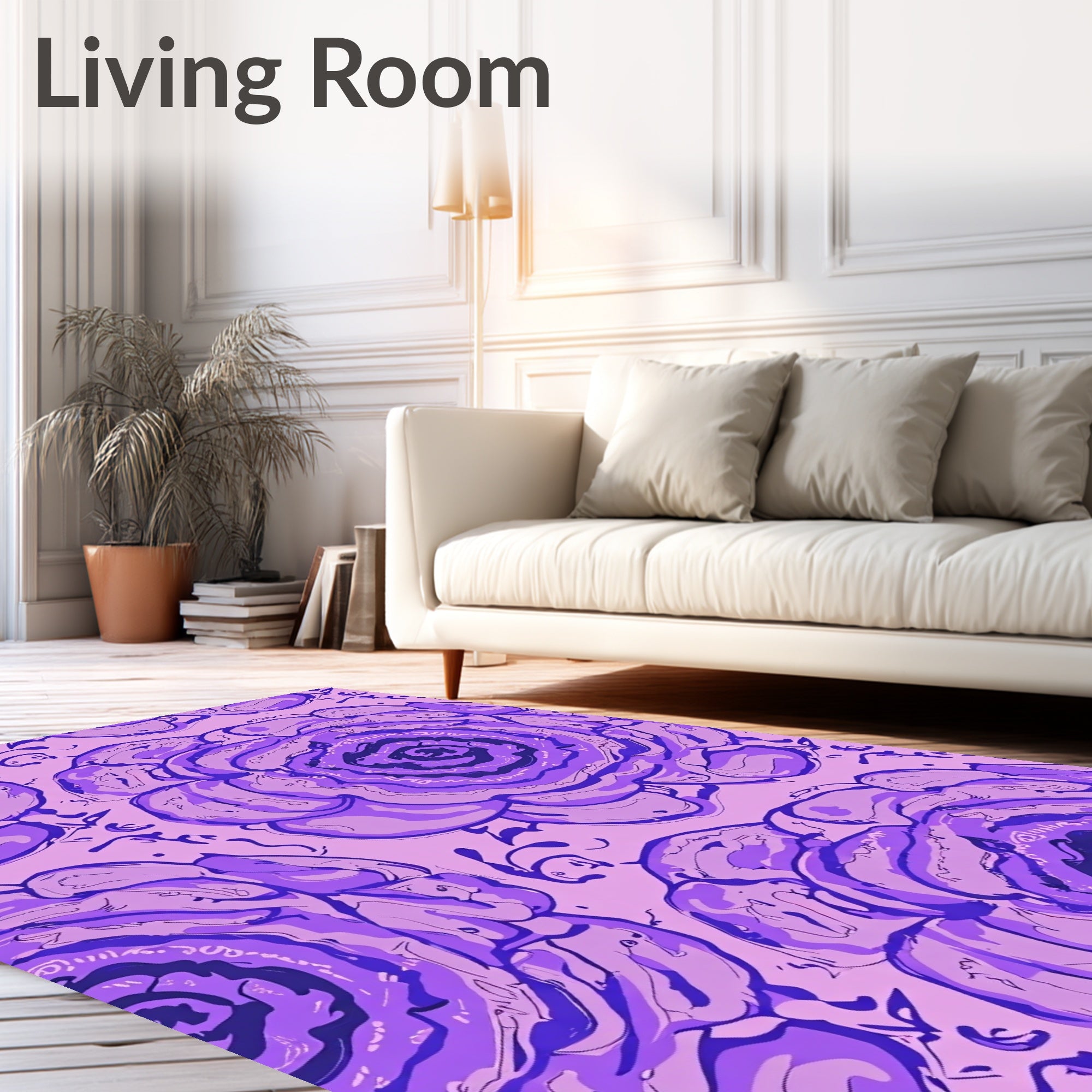 Lila Orchid Rose Bloom Rug