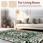 Ornate Floral Scrollwork Geometric Pattern Rug