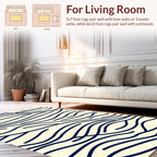 Abstract Navy Blue Wavy Lines Rug