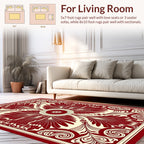 Crimson Floral Art Nouveau Rug