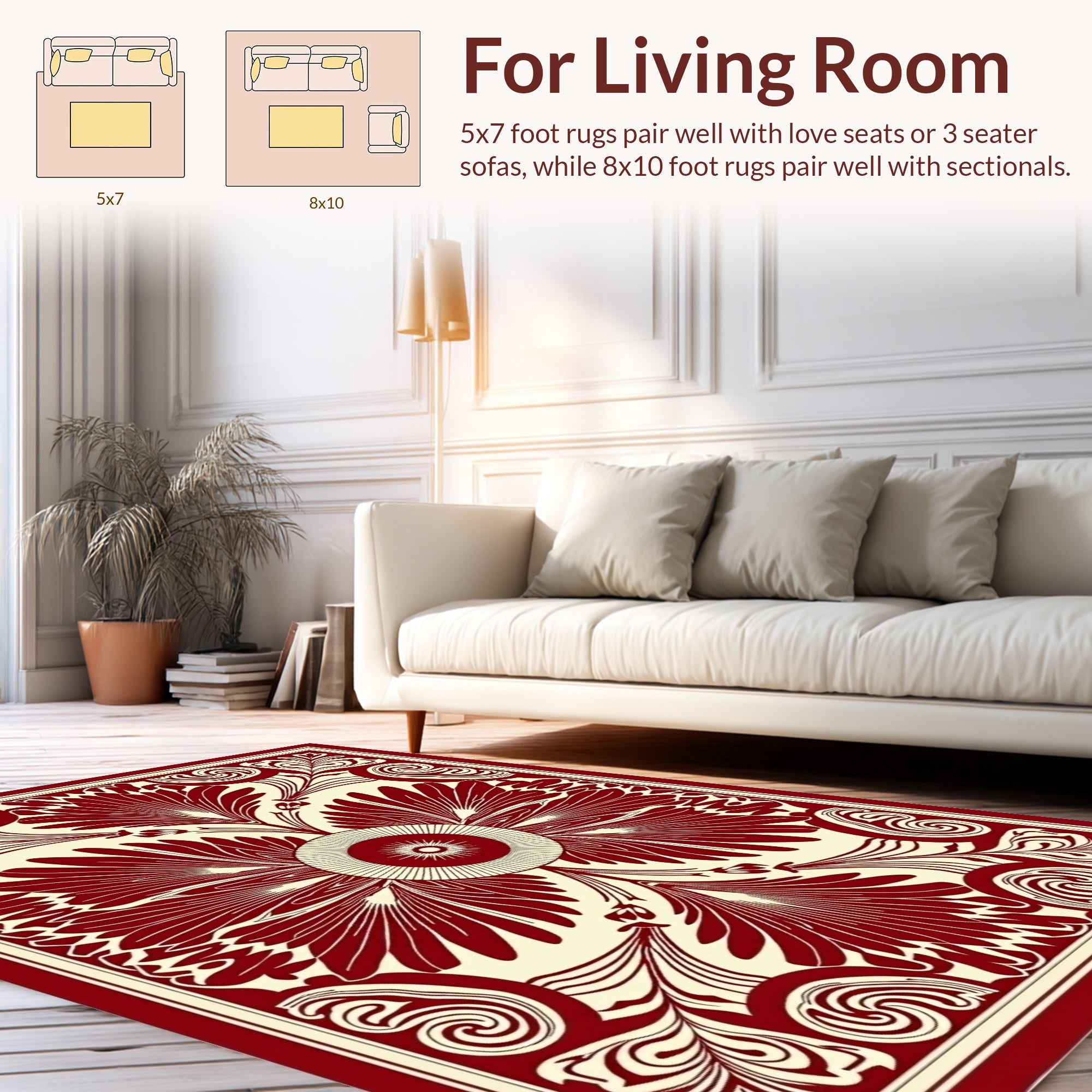 Crimson Floral Art Nouveau Rug