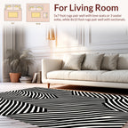 Bold Black White Graphic Stripes Rug