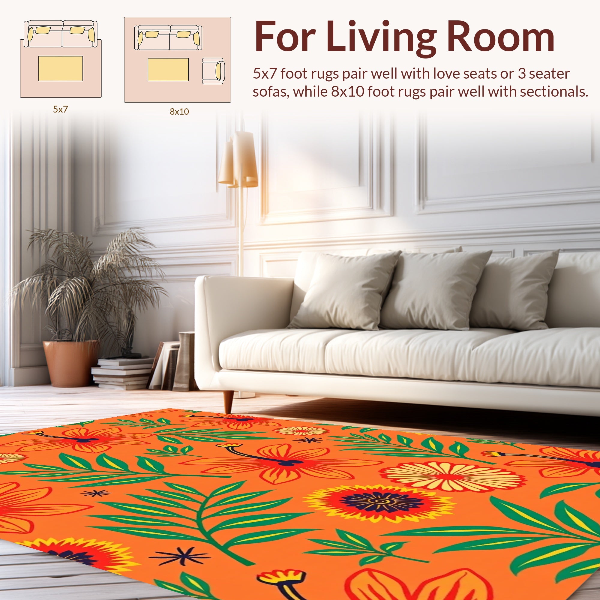 Vibrant Tropical Floral Pattern Rug