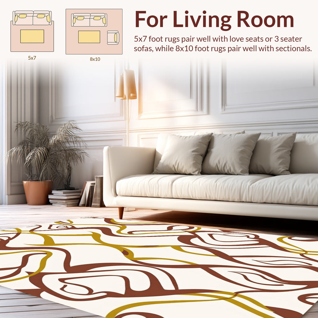 Flowing Swirls Warm Tones Pattern Rug