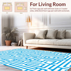 Bold Blue Maze Pattern Rug
