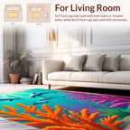 Ocean Dolphins Coral Reef Scene Rug