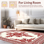 Crimson Vintage Floral Scroll Rug
