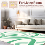 Green Flowing Abstract Ribbon Design Rug