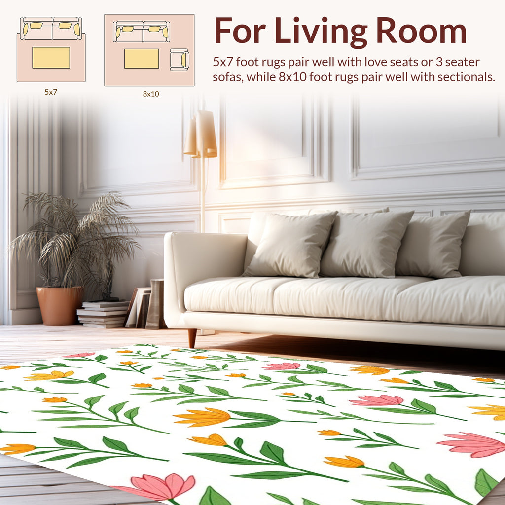 Whimsical Floral Botanical Print Rug