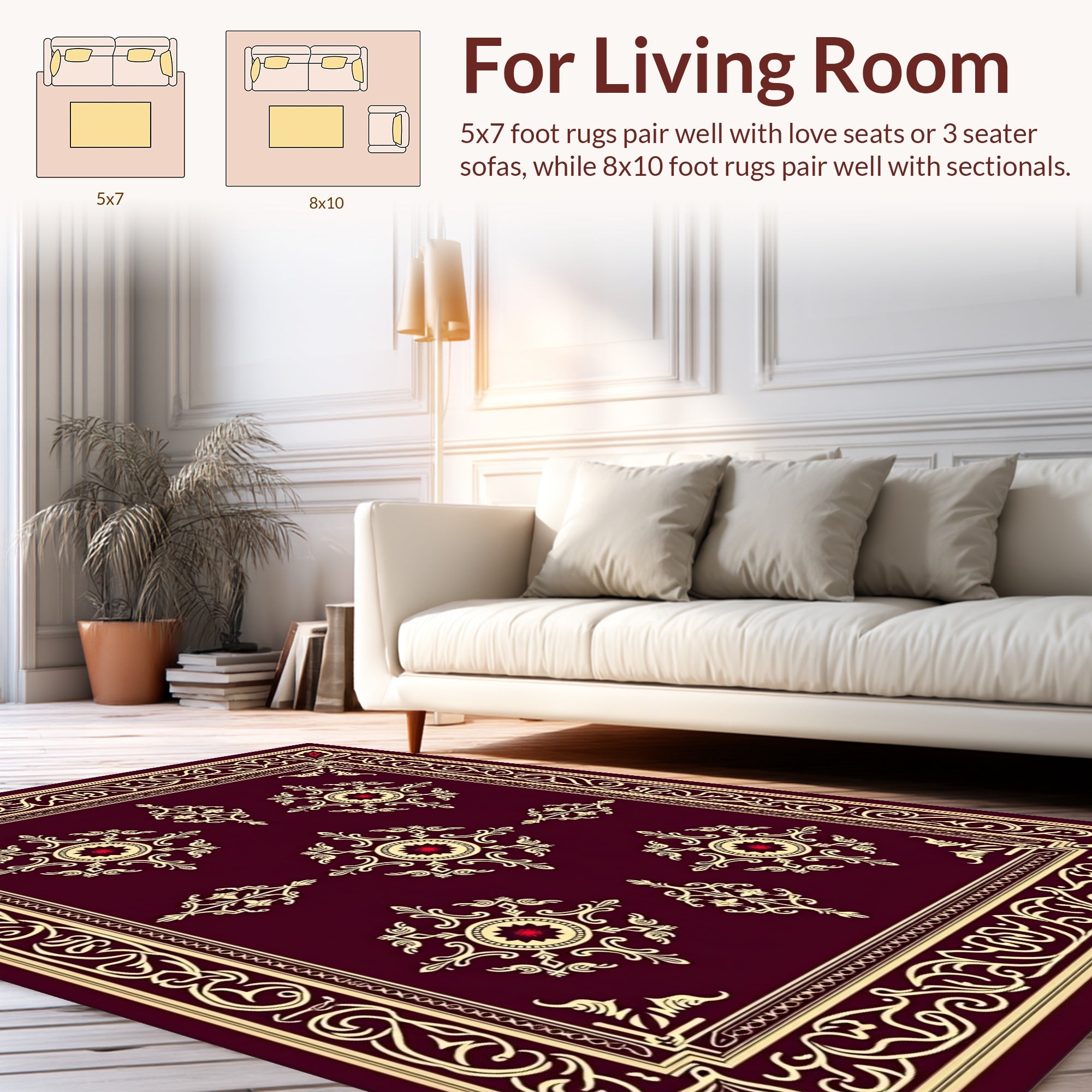 Ornate Crimson Gold Medallion Rug