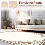Ornate Golden Teal Floral Frame Rug