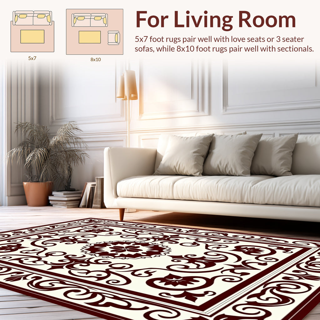 Intricate Floral Medallion Ornamental Border Rug