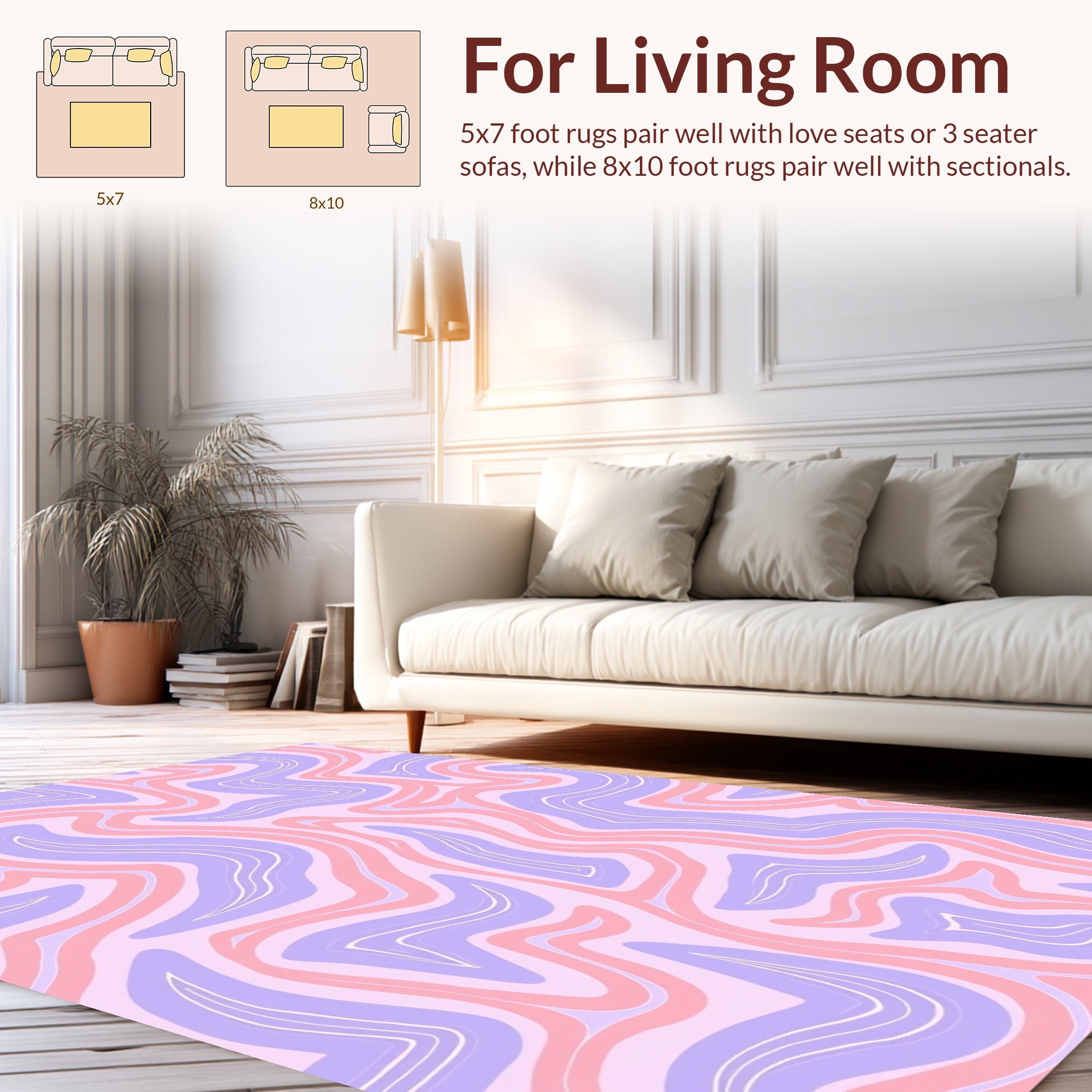 Pastel Swirl Wave Pattern Rug