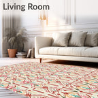 Art Nouveau Cream Red Floral Scroll Rug