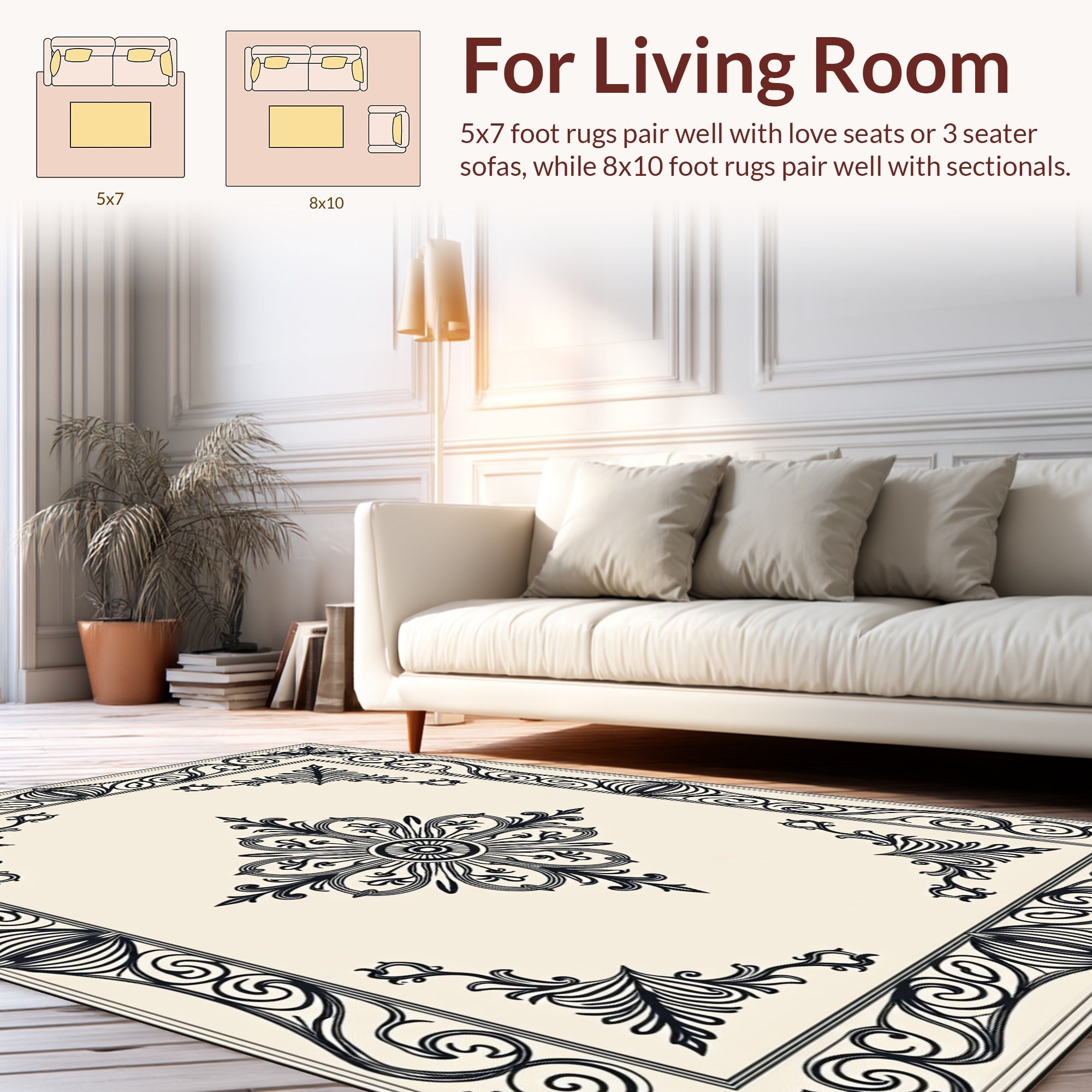 Ornate Floral And Scrollwork Pattern Rug