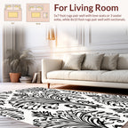 Classic Black White Damask Scroll Pattern Rug