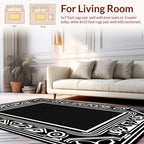 Geometric Art Deco Black White Rug
