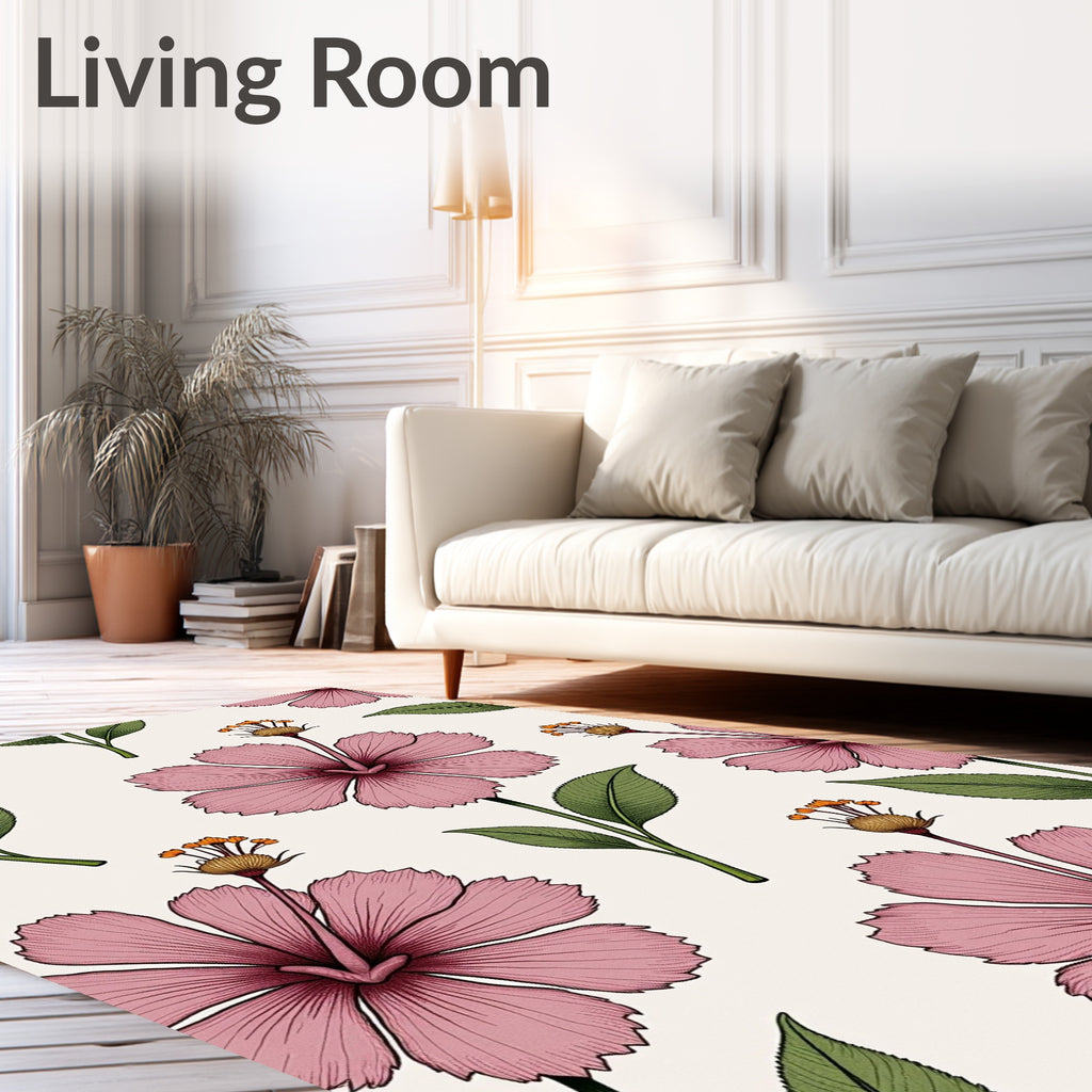 Delicate Pink Floral Garden Arrangement Rug