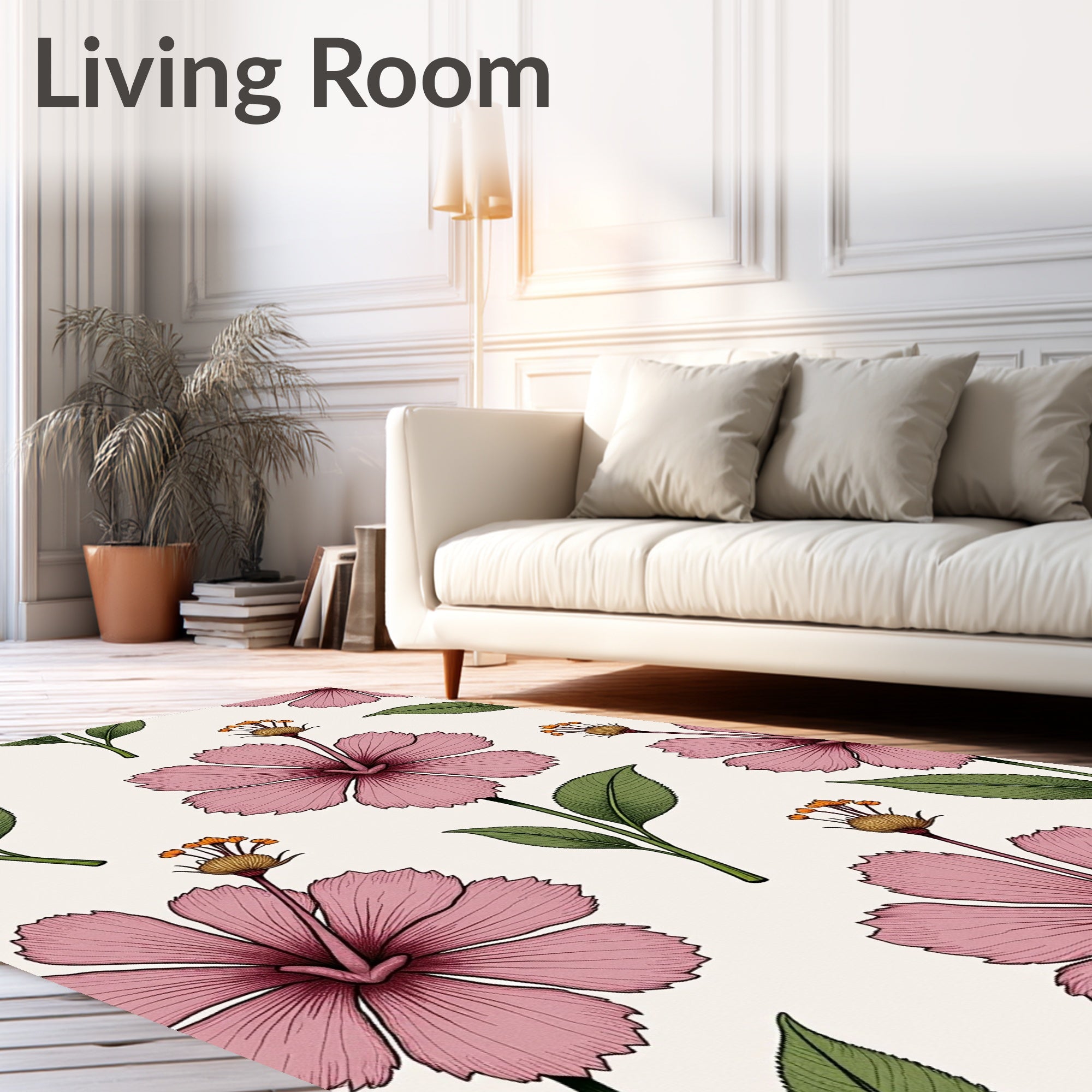 Delicate Pink Floral Garden Arrangement Rug