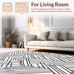 Bold Black White Line Art Pattern Rug