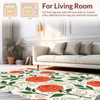 Coral Rose Vine Pattern Rug
