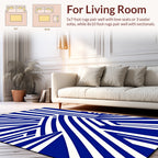 Bold Blue White Geometric Design Rug