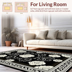 Black Garden Rose Filigree Rug