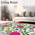 Vibrant Fuchsia Pink Floral Garden Rug