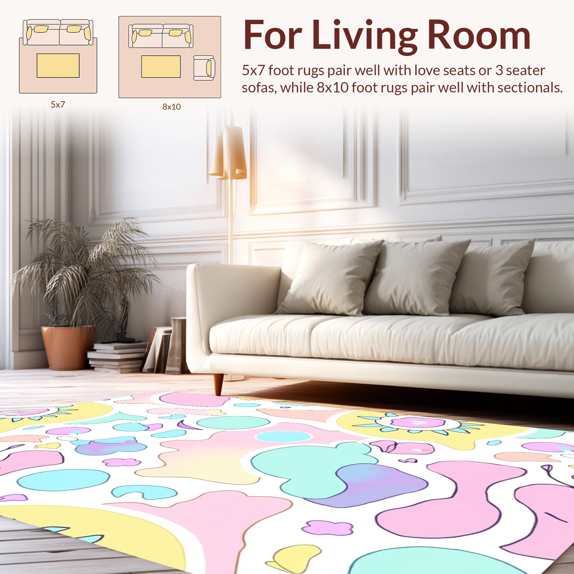 Whimsical Pastel Shapes Pattern Rug